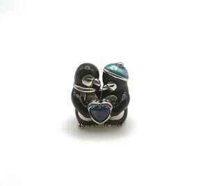 New Penguin Couple with Blue Heart Charm for European Bracelet